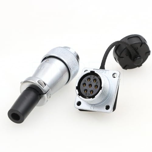 WEIPU AC DC Circuit Signal LED Heavy Duty Industrial Bulkhead Female Plug Male Socket WS20 6-Pin Metal Aviation Circular Square Flange Panel Connector - size: 6 Pin 5A/25A