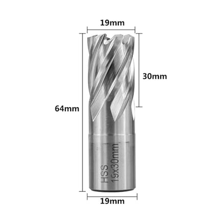 Shank HSS Annular Drill Bit 12-42x30mm TiN Coated Hollow Drill Bit for Metal Cutting Weldon Shank Core Drill Bit (19x30mm) - size: 19x30mm