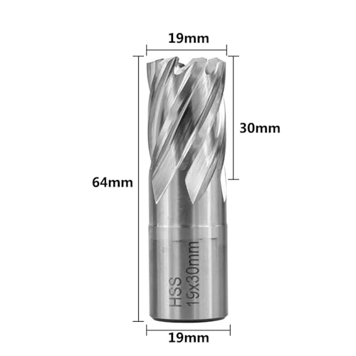 Shank HSS Annular Drill Bit 12-42x30mm TiN Coated Hollow Drill Bit for Metal Cutting Weldon Shank Core Drill Bit (19x30mm) - size: 19x30mm