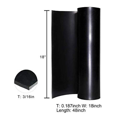 TORRAMI Neoprene Rubber Sheet Roll 3/16" (.187") Thick x 18" Wide x 48" Long for DIY Gaskets, Pads, Seals, Crafts, Flooring,Cushioning of Anti-Vibration, Anti-Slip - size: 18" Wide X 48" Long, style: 3/16 (.187)" Thick