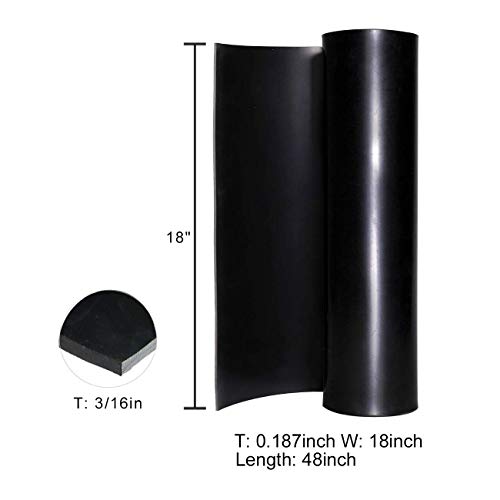 TORRAMI Neoprene Rubber Sheet Roll 3/16" (.187") Thick x 18" Wide x 48" Long for DIY Gaskets, Pads, Seals, Crafts, Flooring,Cushioning of Anti-Vibration, Anti-Slip - size: 18" Wide X 48" Long, style: 3/16 (.187)" Thick