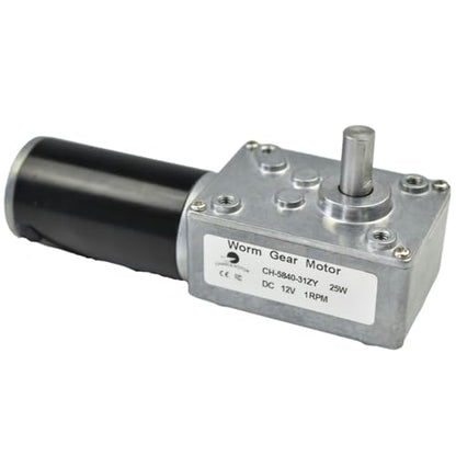 CHANCS DC 12V 1RPM Turbo Worm Motor Self-Locking Gearbox Motor for Window Opener,Motorized Curtains - size: 1RPM