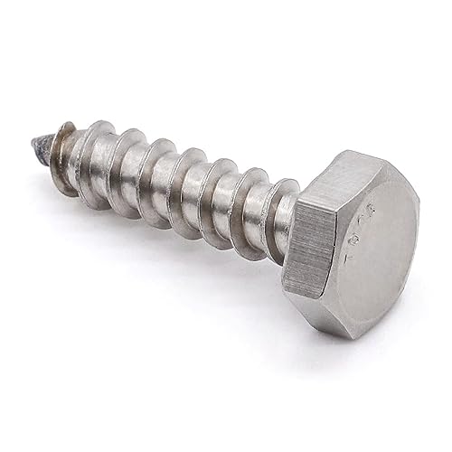 Glvaner (8 pcs) 1/2" x 1-1/2" Stainless Steel Hex Head Lag Bolts, Hexagonal Head Lag Screws, 304 Stainless Steel 18-8, Secure Hold for Wood - size: 1/2 x 1-1/2"