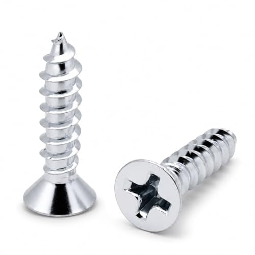 BCP Fasteners #6 x 3/4" Zinc-Plated Flat Head Wood Screws, 100 Pack - size: #6 x 3/4"