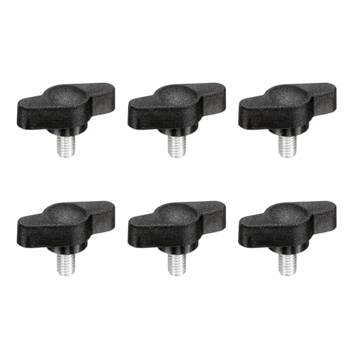 PATIKIL M5 x 8mm Tee Wing Thumb Screws, 6Pcs Carbon Steel Mechanical Handle Bolt Thumb Screws for Remove Replace Hand Clamping Tightening Knobs Power Supply, Black - size: M5 x 8mm