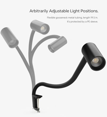 LED Clamp Work Light, 1500lumens 20in Flexible Gooseneck Work Lamp with C-Clamp for Lathe Machines, Workbenches. 15W