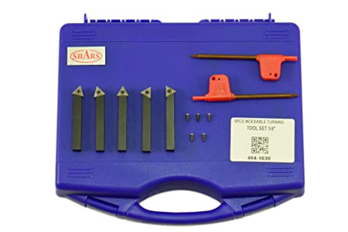 Shars (5 Pcs) 1/4" Indexable Carbide Turning Tool Set 404-1039 P] - size: 1/4" 404-1039