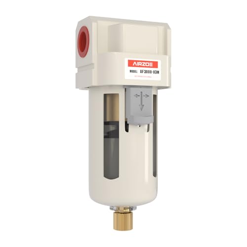 AIRZOE 3/8" NPT Compressed Air Filter, Semi-Auto Drain,0-150psi, AF3000-03 - size: 3/8" NPT