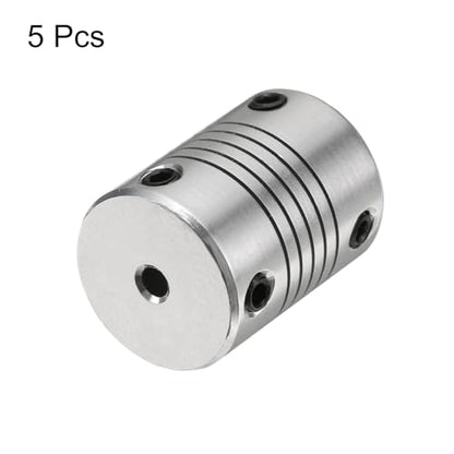 uxcell 5 Pcs Aluminum Alloy Shaft Coupling 3mm to 6.35mm, Flexible Coupling Motor Connector Joint, Stepper Motor Coupler for CNC Machine & 3D Printer (L25xD19)
