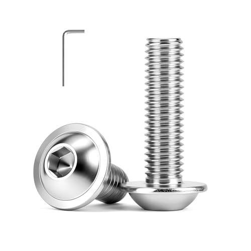 M4 x 25mm (25 Pack) Flanged Button Head Hex Socket Cap Screws Bolts, Hex Drive Bright Finish Fully Machine Thread, Corrosion Resistant 304 Stainless Steel 18-8 Screws - size: M4 x 25