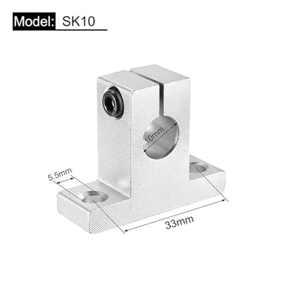uxcell 4pcs SK10 Aluminum Linear Rod Rail Shaft Support for 10mm Diameter Shaft, Linear Motion Rail Guides Mounting Bracket with Wrench for CNC Machine, 3D Printer, Automation Equipment - size: SK10