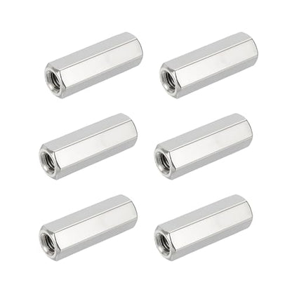 6Pcs Hex Coupling Nuts,3/8-16 UNC 50mm/1.97" Length, 304 SS - size: 3/8"-16 x 50mm