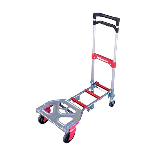 Milwaukee Hand Trucks 73333 Fold-Up Convertible Hand Truck, 4-Piece Frame, Compact Storage, 300 lb Capacity, Red