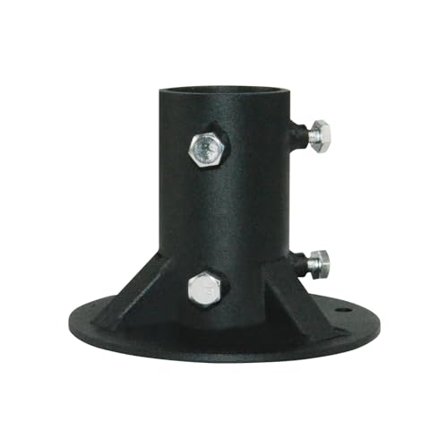 2" Base Flange,Chain Link Fence Pole Floor Flange,for Fixing Street Light/Flag/Mailbox/Fence Pole etc.,Black Heavy Solid Fence Post Concrete Mount, Including Bolt Side Screws (2 Inch) - size: 2 Inch
