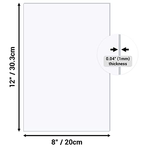 5 Pack 8" x 12" Clear Acrylic Sheet 0.04" Thick Plexiglass Sheet with Protective Film on Both Sides Transparent Plastic Boards for Crafts Picture Frame Glass Replacement DIY Display Projects