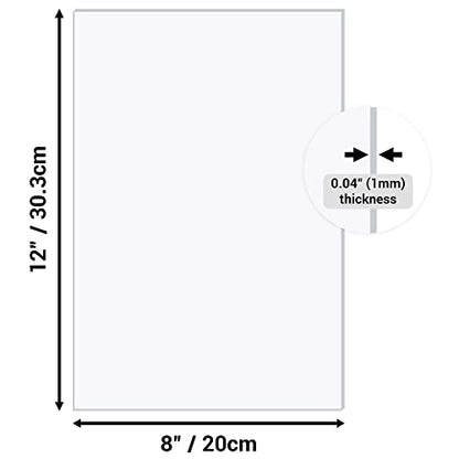 5 Pack 8" x 12" Clear Acrylic Sheet 0.04" Thick Plexiglass Sheet with Protective Film on Both Sides Transparent Plastic Boards for Crafts Picture Frame Glass Replacement DIY Display Projects