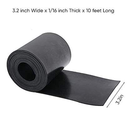 Neoprene Rubber Gasket Strip Waterproof, 1/16 Inch Thick x 3.2 Inch Wide x 10 Feet Long Rubber Gasket Strip for Warehouse, Pads, Seals, Weather Stripping, Crafts, Flooring, Supports. - size: W:3.2In x T: 1/16In x L: 10Ft