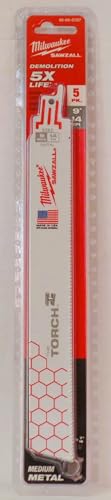 MILWAUKEE'S 48-00-5787 9-Inch, 14 Teeth per Inch, Super Sawzall Blades, 5-Pack, White, Pack of 1