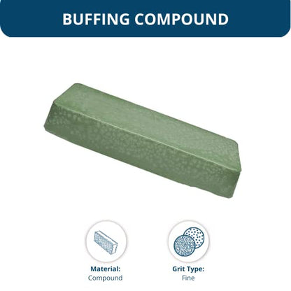 Benchmark Abrasives Buffing Compound for Metal Polishing Removing Scratches from Hard Metals, Stainless Steel, Chrome, Iron, 1 Pound Bar (Emerald Green) - style: Emerald Green