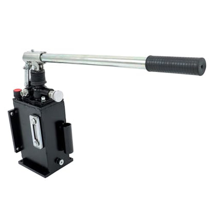 Hydraulic Piston Hand Pump with Release Knob for Single Acting Cylinder, Manual Single Acting Hydraulic Pump with 3-Quart Steel Vertical Tank, 1.5 CID, 3,600 PSI, 3/8" NPTF