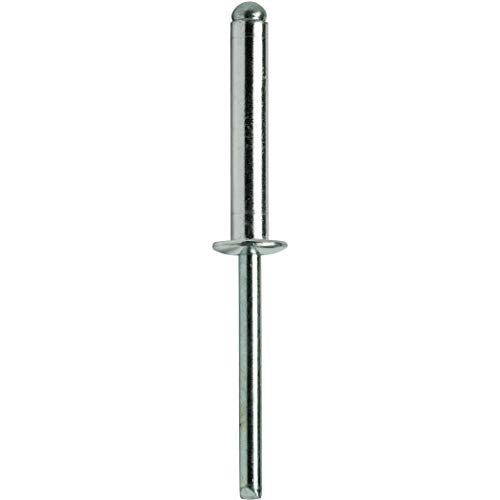 Fastenere Pop Rivets 3/16" x 1-1/8" (50 pcs) Aluminum Body Steel Mandrel, Heavy Duty, Open End, Low Carbon, Dome Head Blind Rivets, Corrosion Resistant & High Shear Strength, 6-18 Gap 1.001" - 1.125" - size: 3/16" x 1-1/8" (6-18) (50 Pack)