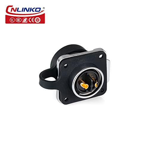 CNLINKO LP-20 Industrial Waterproof Connector IP68 Circular Connector Quick Plugging Aviation Connector Anti-Interference Shell Fast Release Connector M20 2-12 Pin Flange Socket (2 Pin) - size: 2 PIN, style: Yellow/4-Hole Socket