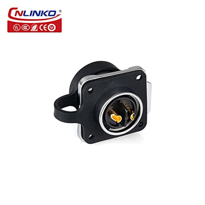 CNLINKO LP-20 Industrial Waterproof Connector IP68 Circular Connector Quick Plugging Aviation Connector Anti-Interference Shell Fast Release Connector M20 2-12 Pin Flange Socket (2 Pin) - size: 2 PIN, style: Yellow/4-Hole Socket