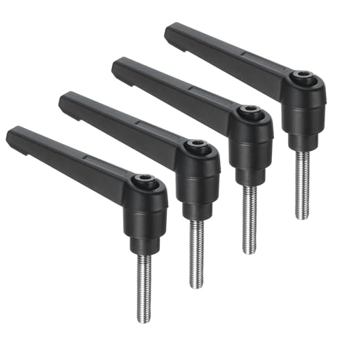 uxcell 4pcs Clamping Lever Handles, M5 x 25mm 304 Stainless Steel Threaded Male Stud, Adjustable Handles Locking Quick Release Ratchet Push Button Bolt Knobs, Black - size: M5 x 25mm
