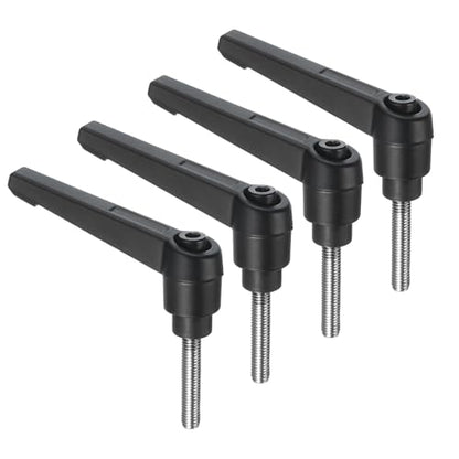 uxcell 4pcs Clamping Lever Handles, M5 x 25mm 304 Stainless Steel Threaded Male Stud, Adjustable Handles Locking Quick Release Ratchet Push Button Bolt Knobs, Black - size: M5 x 25mm