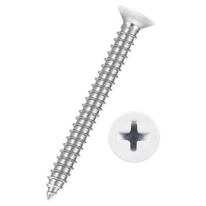 50pcs Phillips Wood Screws #12x2 304 Stainless Steel White Head - color: White Head, size: #12x2"