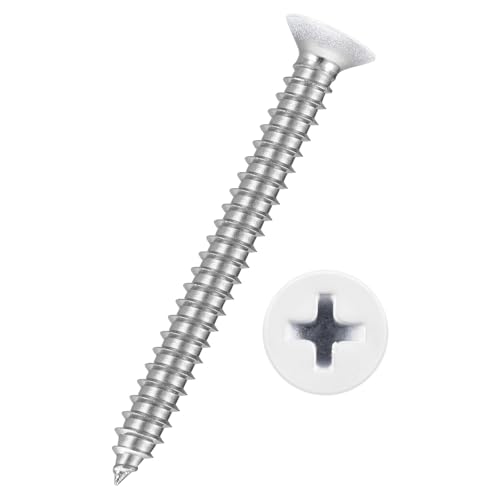 50pcs Phillips Wood Screws #12x2 304 Stainless Steel White Head - color: White Head, size: #12x2"