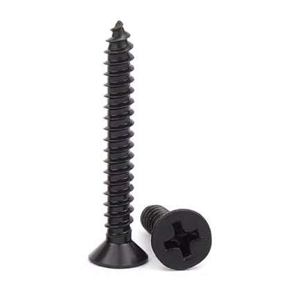 #10 X 1 Black Flat Head Sheet Metal Screws Phillips Drive Wood Screws, 304 Stainless Steel 18-8 Black Coating, Pack of 100 - color: Silver, size: #10 X 1"