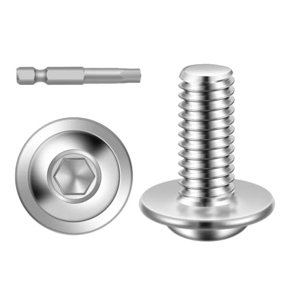Mellewell M6 x 12mm Flanged Button Head Socket Cap Screw Bolts, 304 Stainless Steel 18-8, Allen Socket Drive, Bright Finish, Fully Threaded, Pack of 25 - color: Silver, size: M6-1.0 x 12mm