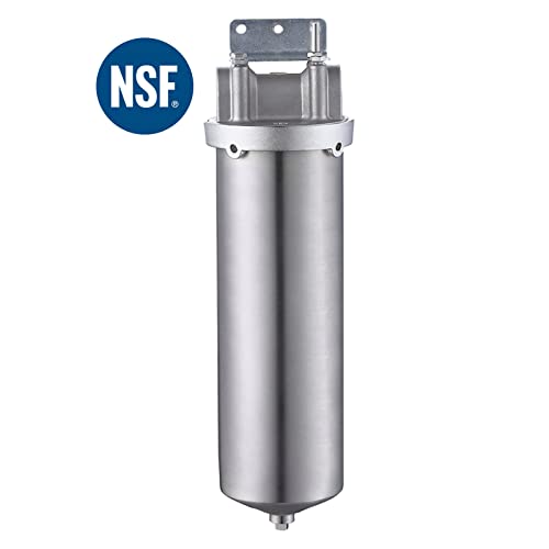 NSF/ANSI 42 Certification 304Stainless Steel Filter Housing for 10"Filter Cartridge, 3/4" NPT Water Filter Housing, Drain Valve Style C (Square Head) - size: 10" C Housing