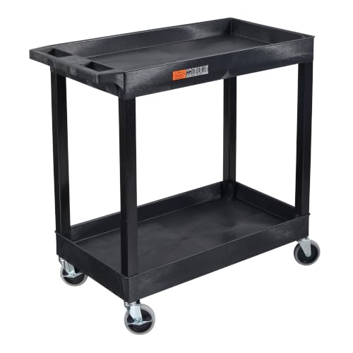 Luxor 32" x 18" Tub Storage Cart 2 Shelves - Black, (EC11-B)