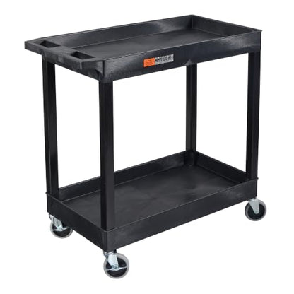 Luxor 32" x 18" Tub Storage Cart 2 Shelves - Black, (EC11-B)