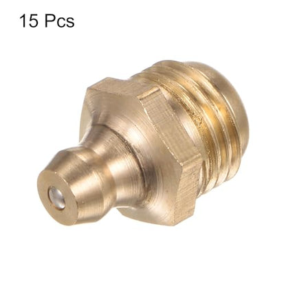 HARFINGTON 15pcs Brass Straight Grease Fitting M12x1.25mm Metric Thread Hydraulic Grease Nipple Accessories for Car - size: M12x1.25
