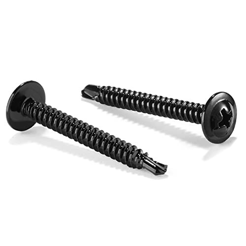 #8 x 1-1/2" Sheet Metal Screws 100Pcs 410 Stainless Steel Truss Head Fast Self Tapping Screws Black Oxide by SG TZH - color: Black, size: #8 x 1-1/2"