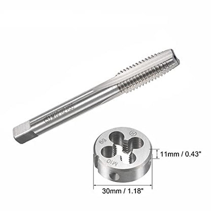 10mm x 1.5 HSS Metric Tap and Die Set Right Hand Thread,Tapping DIY Tool 3pcs (M10 x 1.5mm) - size: M10 x 1.5mm
