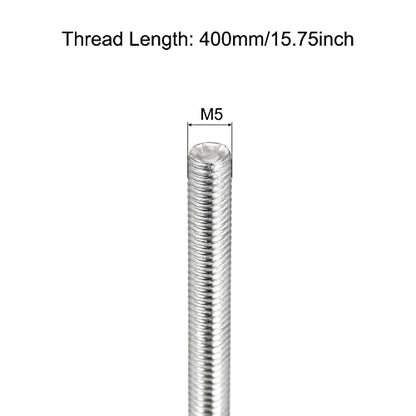 MECCANIXITY Fully Threaded Rod M5 x 400mm 0.8mm Thread Pitch 304 Stainless Steel Right Hand Threaded Rods Bar Studs 6 Pack - size: M5 x 400mm