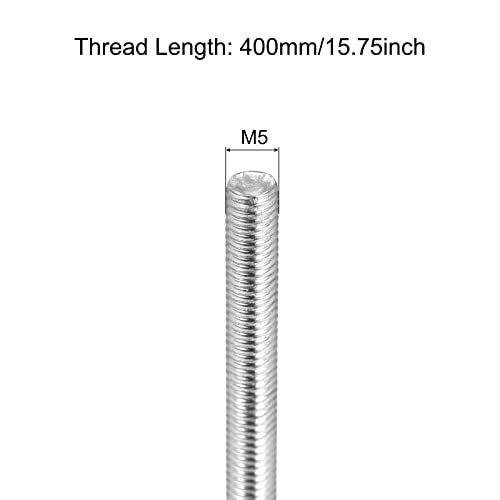 MECCANIXITY Fully Threaded Rod M5 x 400mm 0.8mm Thread Pitch 304 Stainless Steel Right Hand Threaded Rods Bar Studs 6 Pack - size: M5 x 400mm