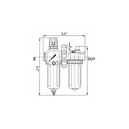HHIP 7600-1765 1/8 NPT Filter/Regulator/Lubricator 2 Piece Unit, Clear