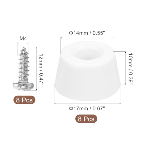 uxcell 8Pcs Rubber Bumper Feet, 0.39" H x0.67 W Round Pads with Stainless Steel Washer and Screws for Furniture, Appliances, Electronics - size: 0.39" H x0.67" W