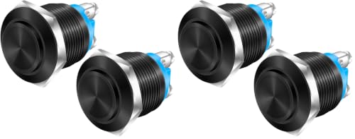 DaierTek 12V 19mm Momentary Horn Push Button Switch Black Metal Waterproof Round Starter Power Switch for RV Truck Boat Marine - 2pcs (Pack of 2) - size: 19mm (Pack of 2)