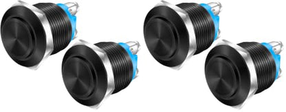 DaierTek 12V 19mm Momentary Horn Push Button Switch Black Metal Waterproof Round Starter Power Switch for RV Truck Boat Marine - 2pcs (Pack of 2) - size: 19mm (Pack of 2)