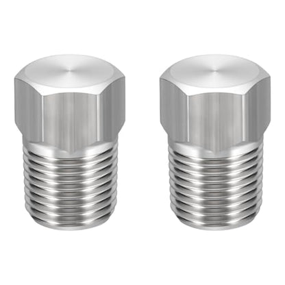 2 Pack SUS304 1/8" NPT Male Outer Threaded Pipe End Cap - size: 1/8" NPT Male