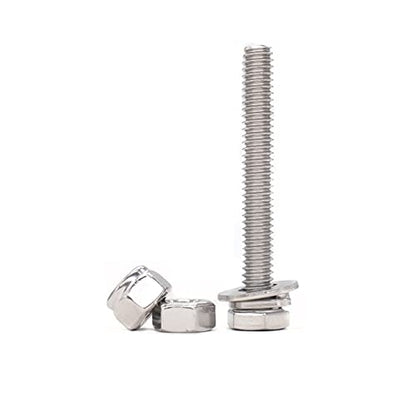 50pcs(10 Sets) 1/4-20 x 1-1/2" Hexagon Bolts, Nylon Inserted Lock Nuts,Hex Nuts, Spring Washers, Flat Washers,A2-70/18-8/304 Stainless Steel, Plain Finish, Full Thread - size: 1/4-20 x 1-1/2