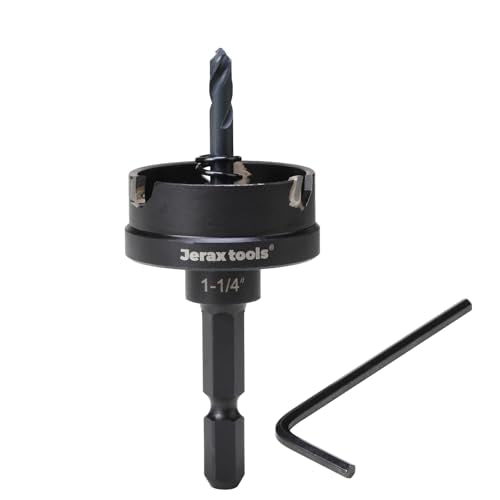 Tungsten Carbide Tipped Quick Change Hole Cutter, 1-1/4 inch TCT Hole Saw, Oxided Coating with 5mm Hole Depth Heavy Duty, for Stainless Steel, Mild Steel, Iron, Copper, Brass, Plastic - size: 32mm | 1-1/4", style: Single Pack