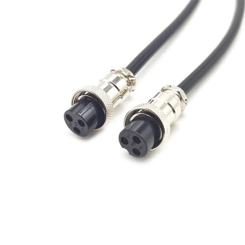 3.28 ft GX20 3 Pin Double Female Cable, GX20 3Pins Female to Female Head Aviation Cordset Electrical Connector Panel Mount Circular Metal Adapter Cordset for Ships 7A 250V 15AWG (1meter) - size: GX20 3Pin