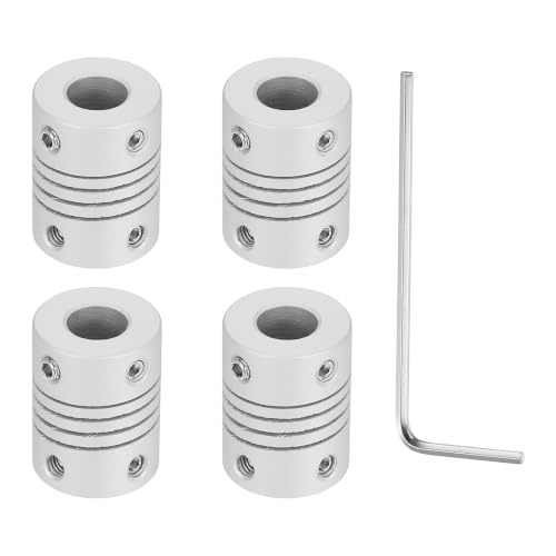 Flexible Shaft Coupling(2mm|7mm): 4 Pcs Silver Aluminum Alloy - color: Silver, size: 2mm x 7mm (15mm OD, 25mm L)
